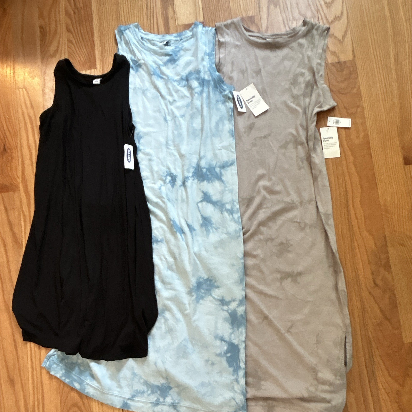 Old Navy Women’s XS Dress Lot (3) Cotton Black Blue Tie-Dye Gray