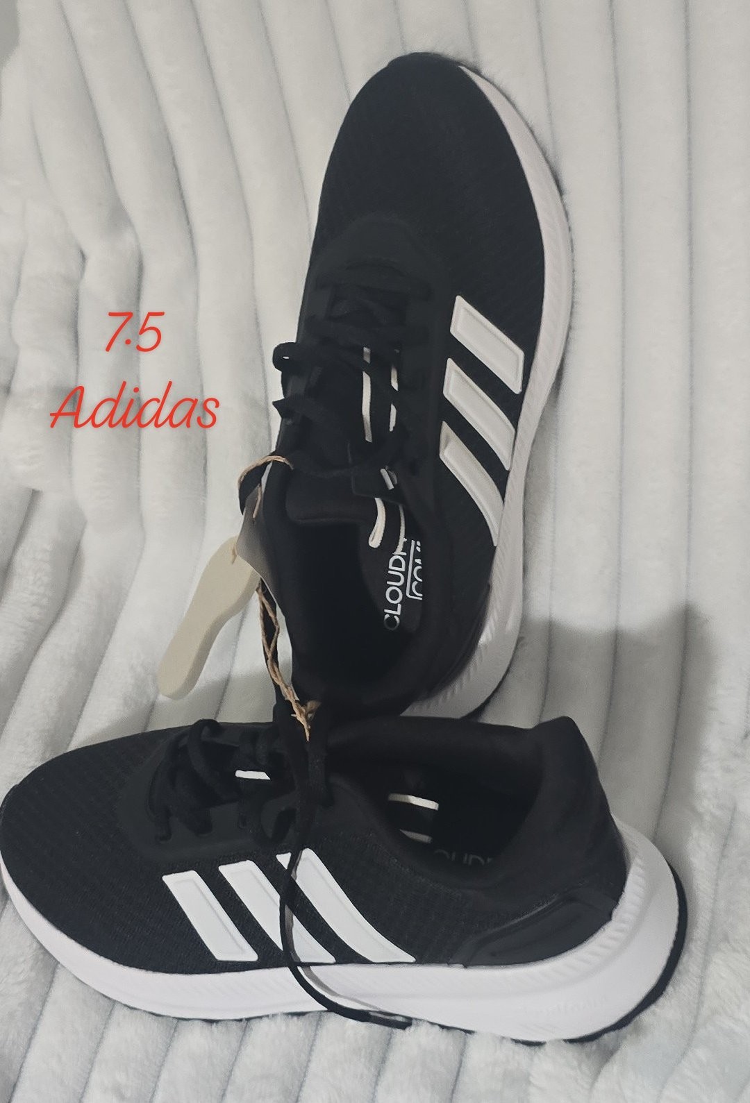 Adidas Women&rsquo;s Cloudfoam Comfort Sneakers Black White Textile Size 7.5 JR7183