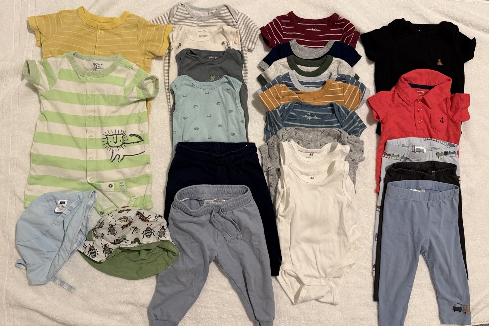 24 Pc Baby Boy Clothes Lot 6M-12M H&M Carter’s Gap Little Planet EUC