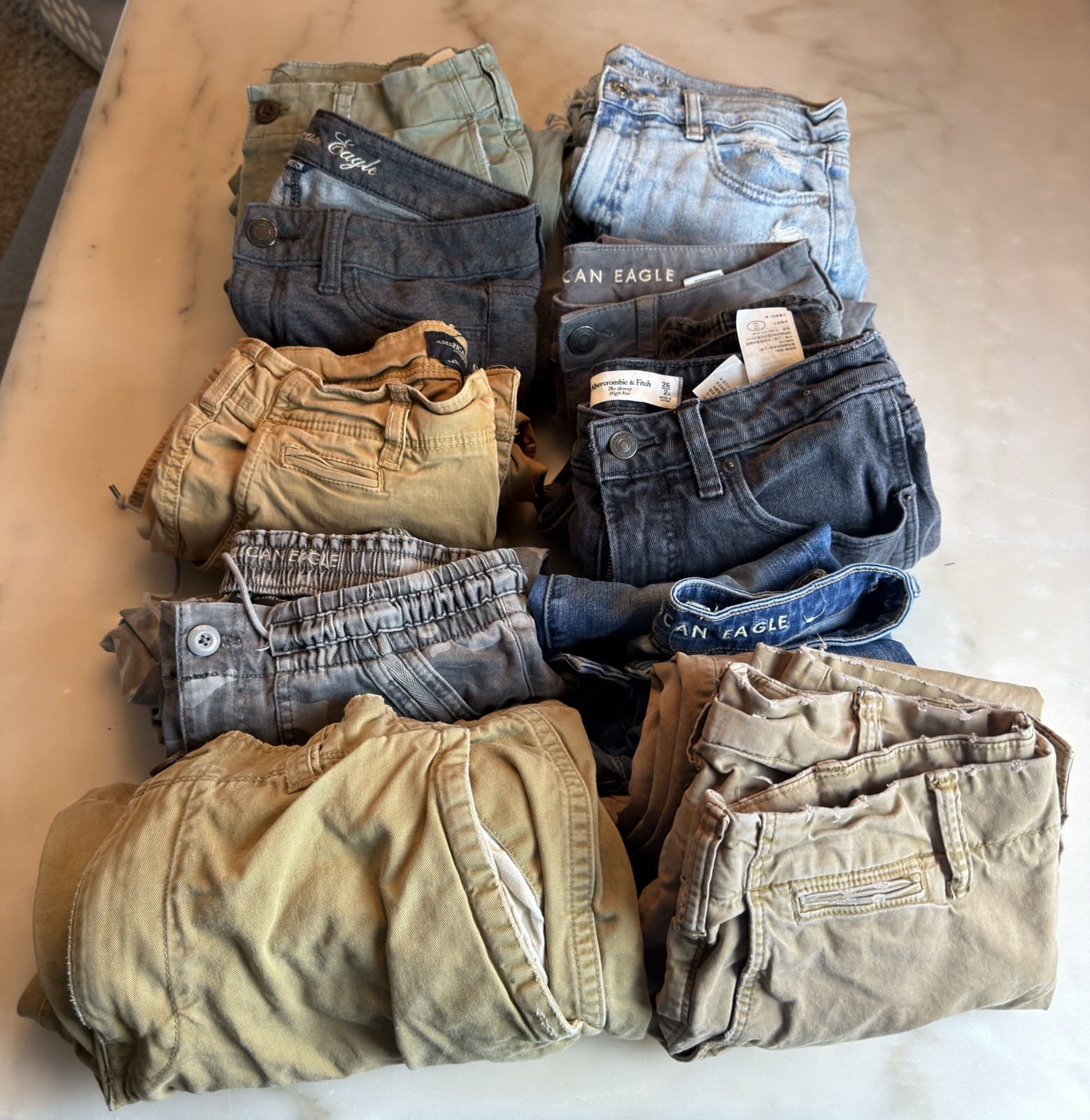 American Eagle & Abercrombie Casual Pants and jeans Lot of 10 different sizes