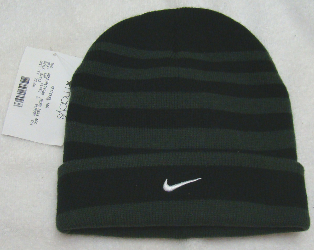 Nike Black and Green Stripe Acrylic Toboggan – Youth Size