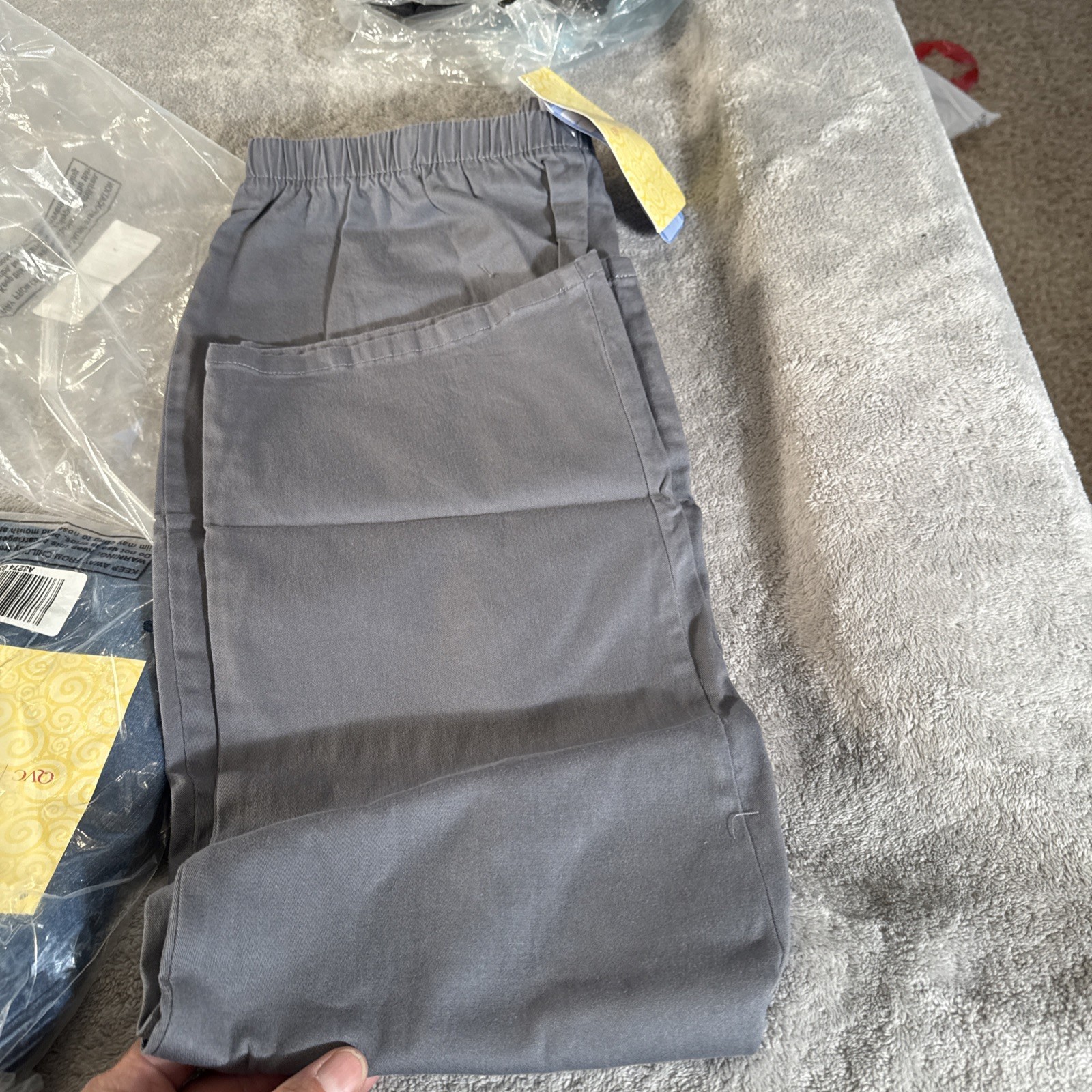 5 Pc QVC 2X Plus NWT Denim&Co Pants Lot:Aqua Floral/Blue Jean/Black/Lig&Drk Grey