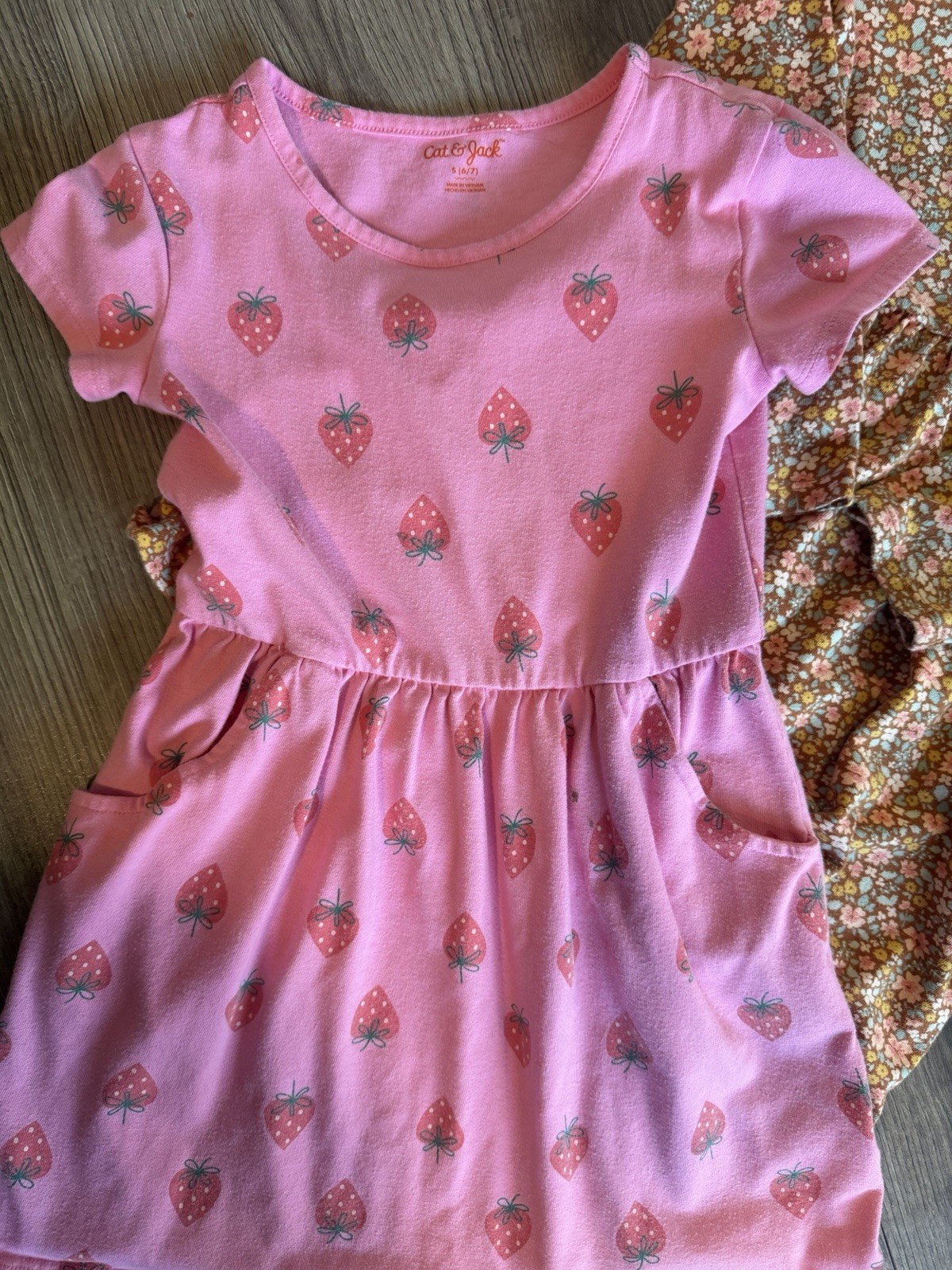 Cat & Jack Girls Dress Lot 4 Size S (6/6X) Pink Floral Animal Print Strawberry