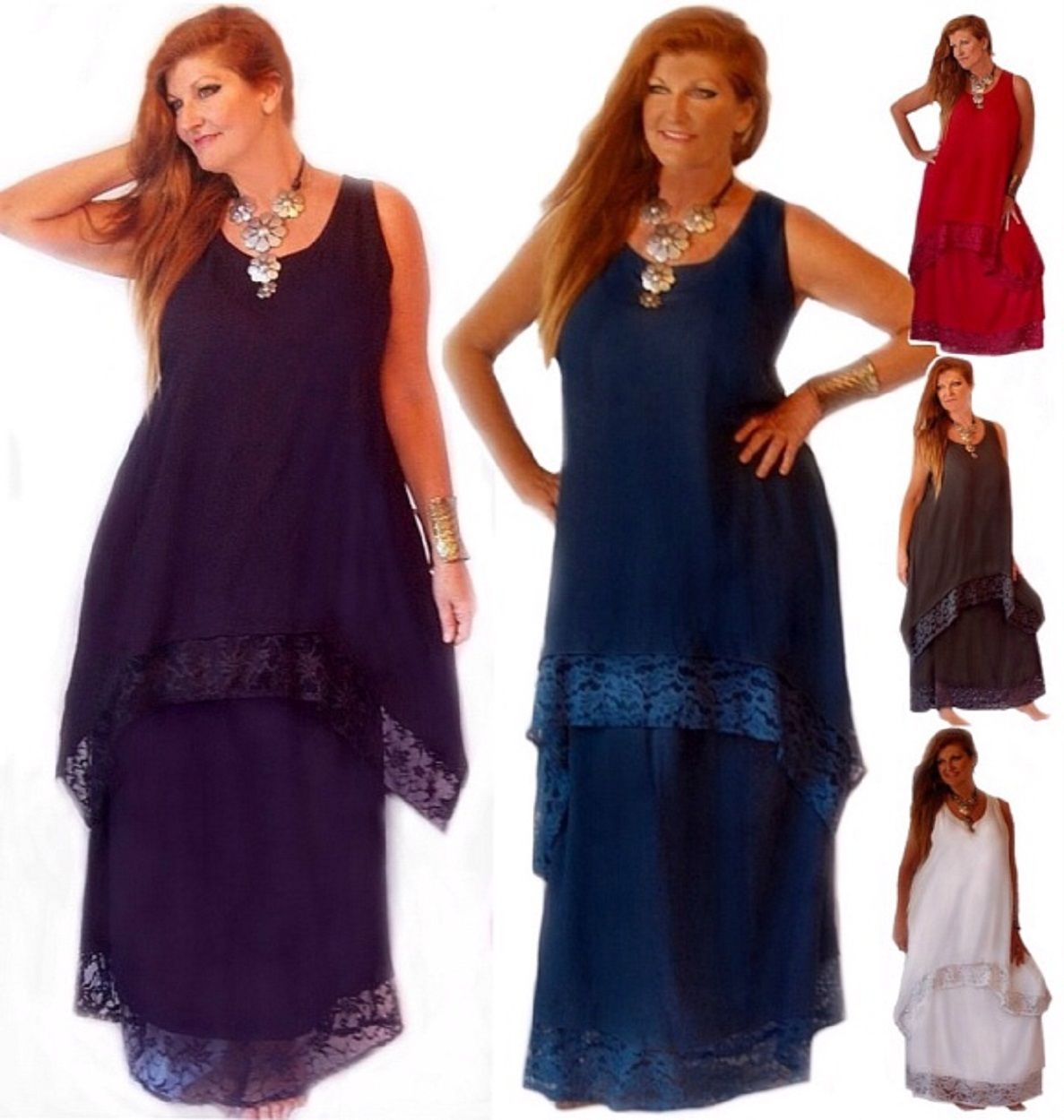 pick color 2 pcs set lace trimmed cami & skirt lagenlook os m l xl 1x 2x