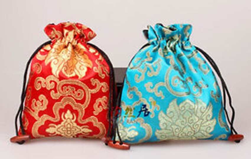 wholesale10PCS Chinese silk satin Drawstring candy gift pouchs bags jewelry bags