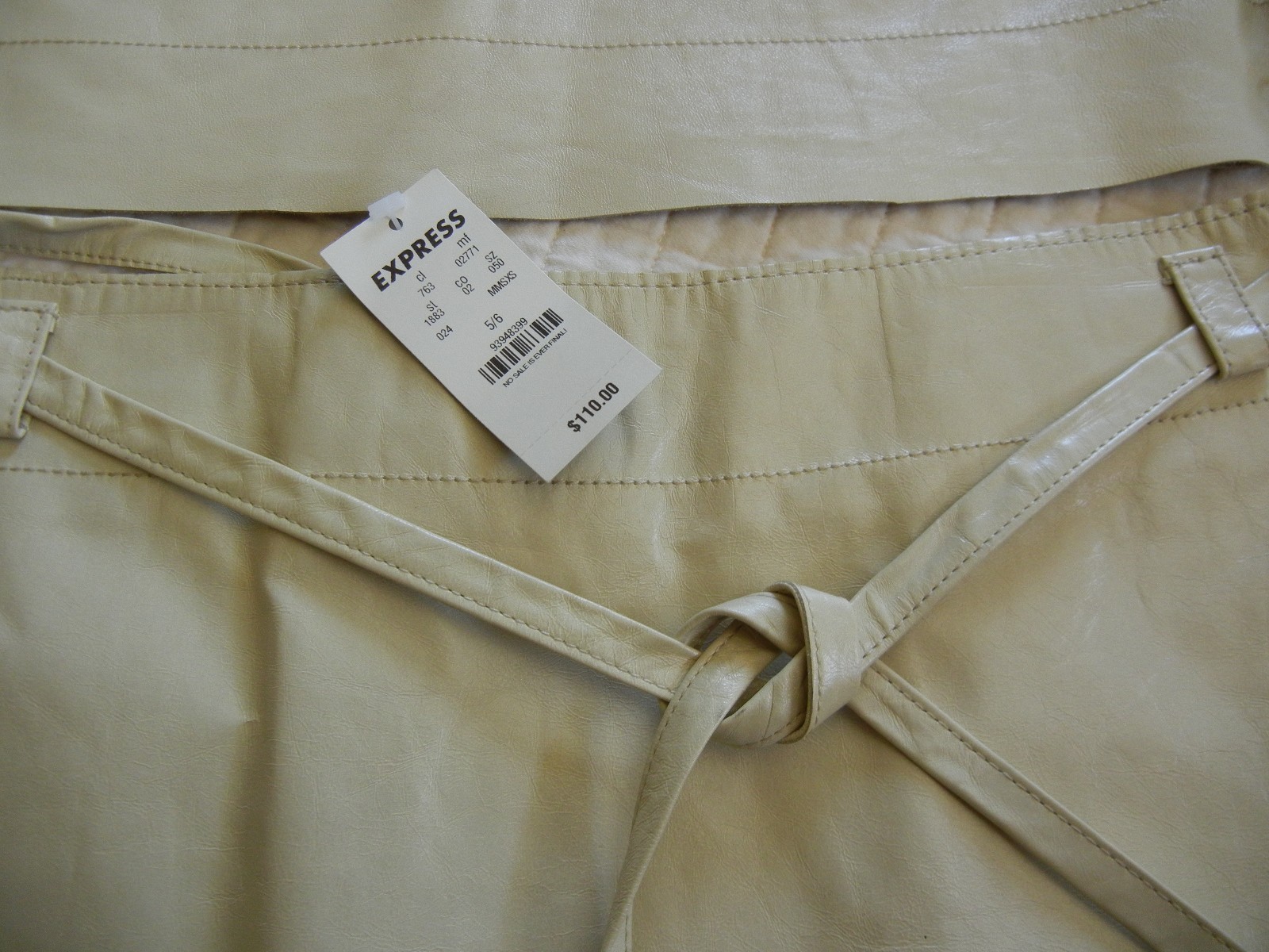 Womens NWT EXPRESS Tan Leather Skirt & Tank Shirt Set~Lined Soft & Stunning!