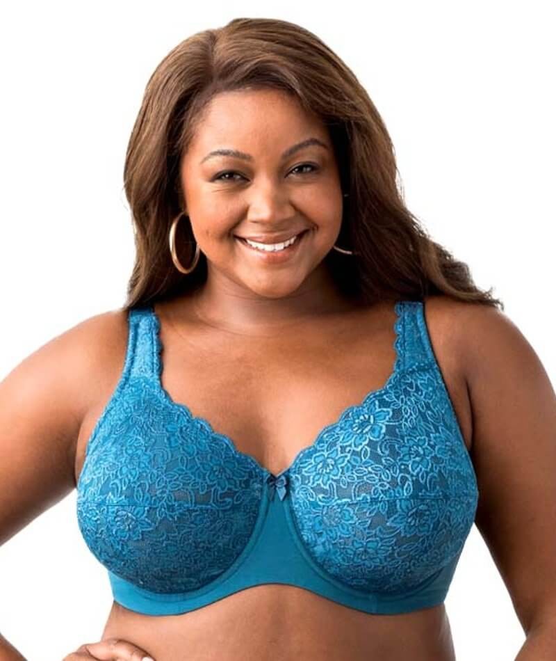 Elila Full Coverage Stretch Lace Underwired Bra – Teal (Size 20J)