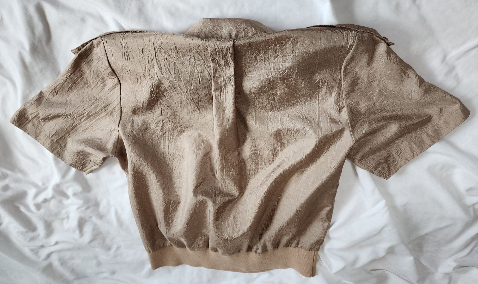 Mixed Lot of Two Ladies Blouses Brown Short Sleeve and Cream Long Sleeve-No Tags