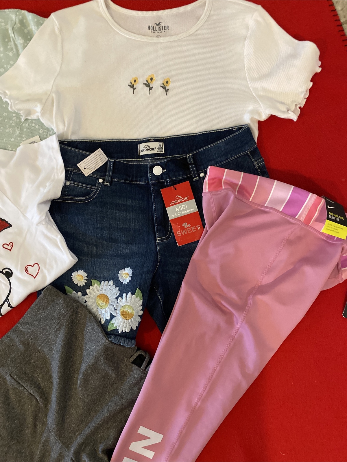GIRL 9Pc Lot Shorts Leggings T-Shirts 14-16 & XL & M Nike Justice etc NEW EUC