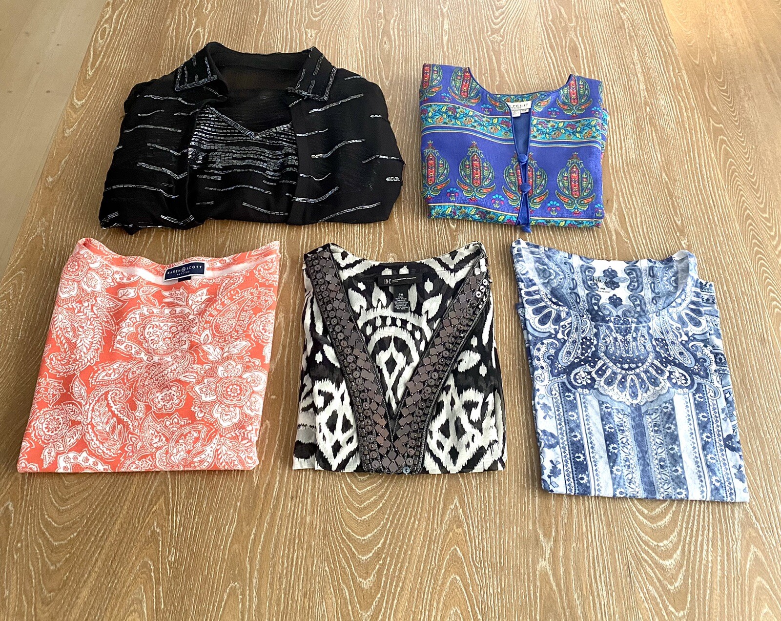 Woman’s Size PM, 5 items, sheer blouse, casual shirts, Dress Tank W/ Jacket
