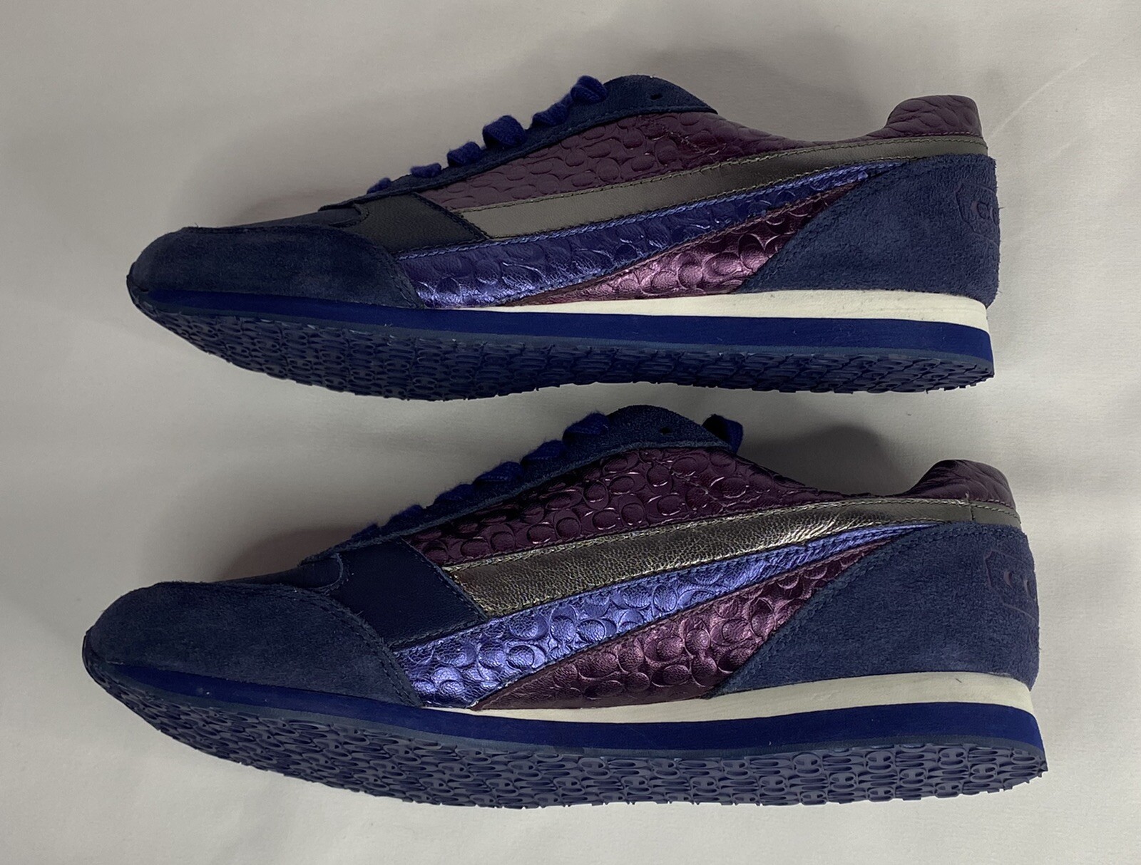 COACH REBEKHA SUEDE/MET NAVY/MET VIOLET SNEAKERS Size 10 M