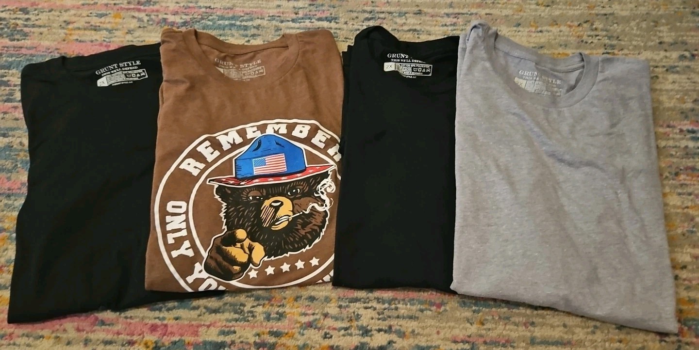 Lot of 4 Grunt Style Basic & Graphic T-Shirts Military Theme in Men&rsquo;s size 2X