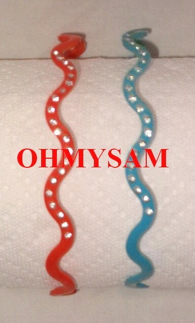 CLOSEOUT 6 NEW SOLID COLOR PLASTIC HARD HEADBAND /COMB /CLEAR STONE / WAVE 3/16&Prime;