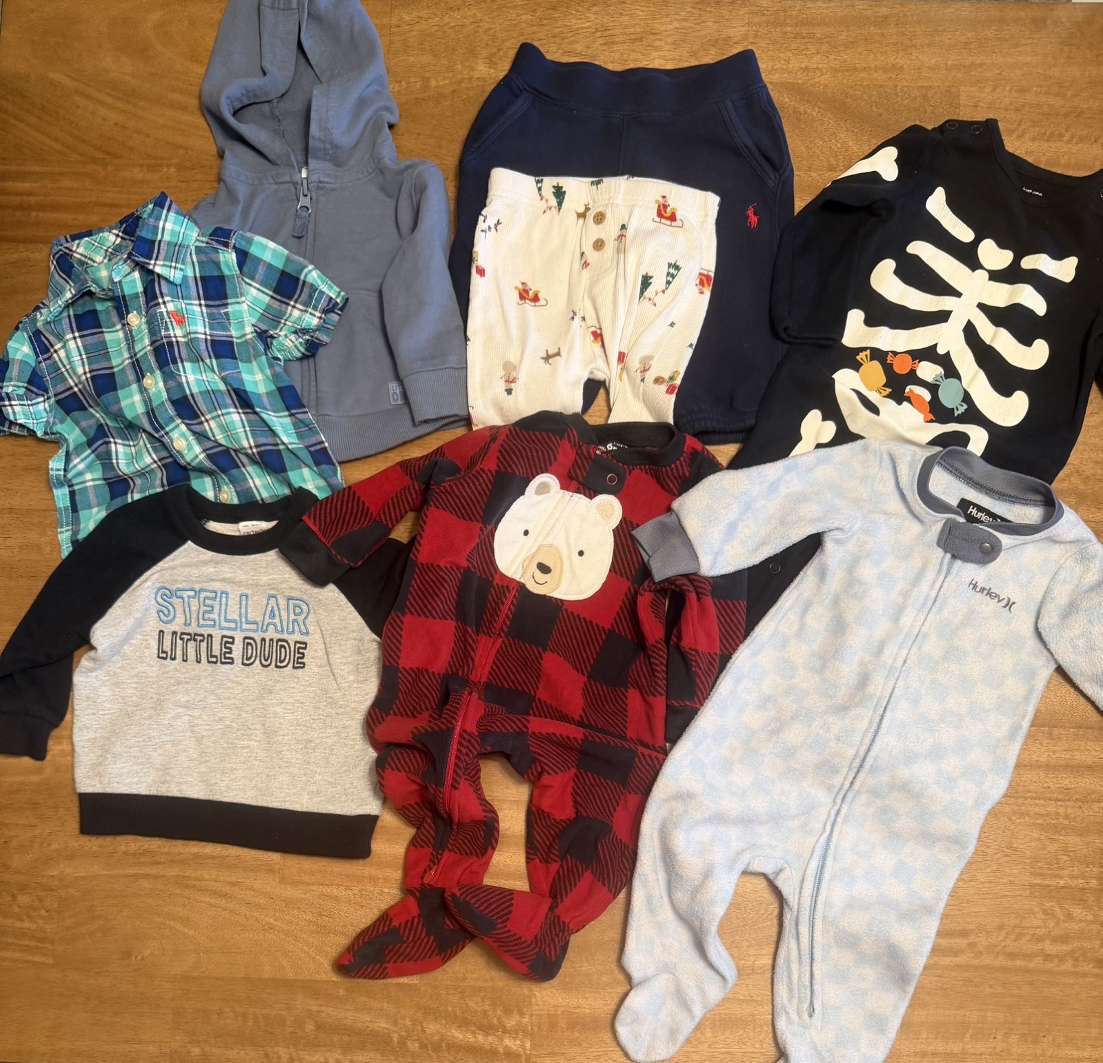 38pc lot Baby Boy Clothing 6-12mo Carter&rsquo;s Disney Gerber Onesie Hurley Lazy One+