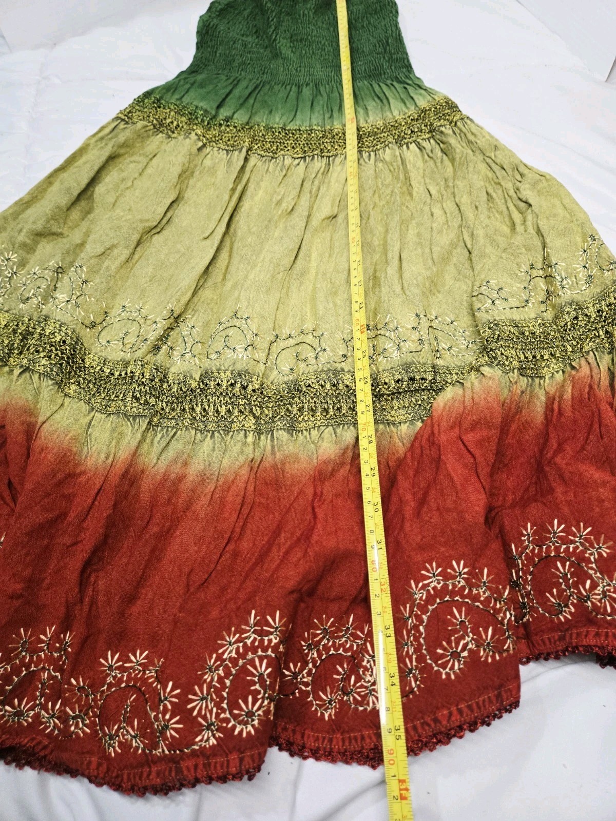 Bohemian NF Tie-Dye Maxi Skirts One Size Green Boho Indie Dashiki Rayon Gypsy