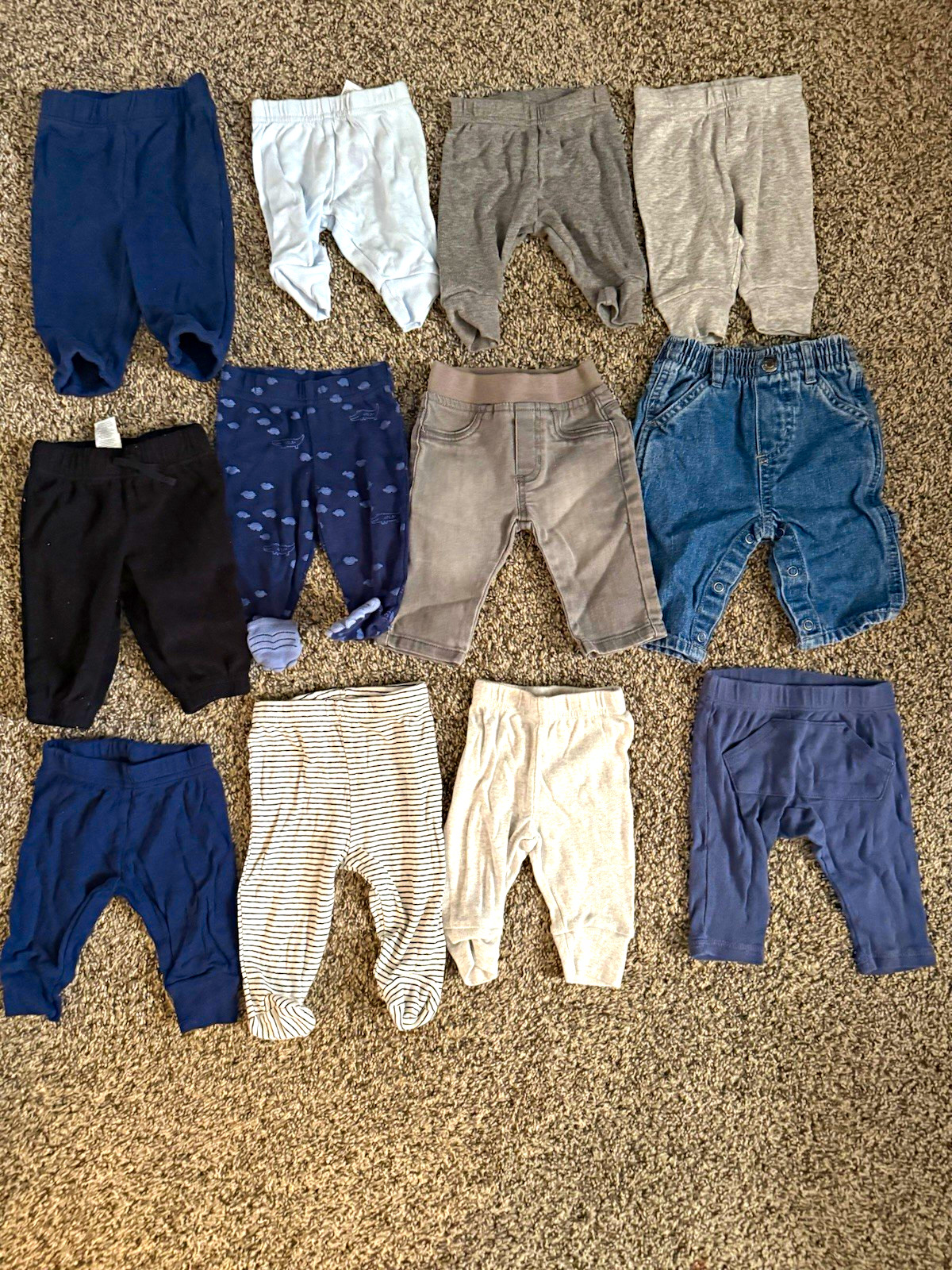0-3 Month Unisex Baby Pants & Leggings Lot Solid Multicolor Cotton Blend