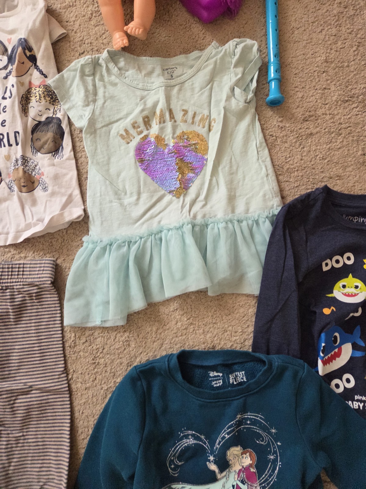 Lot Of Girls Clothes Size 5/5T Carter Jumping Beans Toys Blanket Dress
