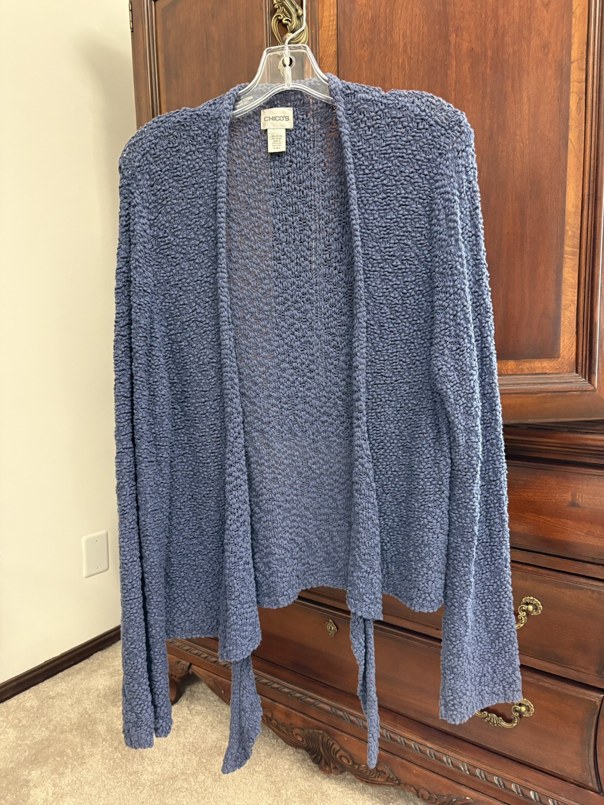 Chicos size 3 navy cardigan sweater Allison Daley yellow foral button blouse 16W