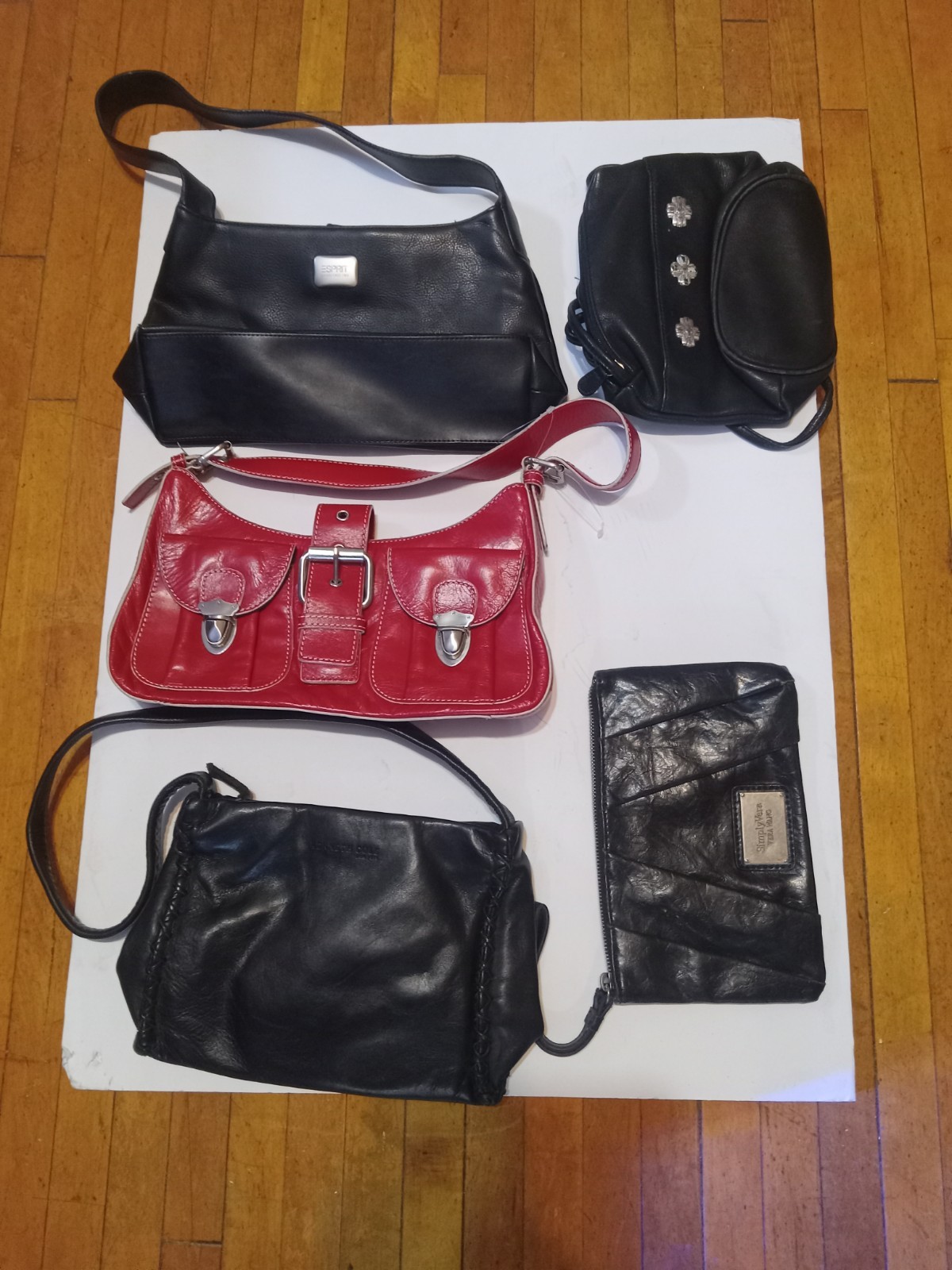 Esprit Kenneth Cole Simply Vera Vera Wang Hype Lot 5 Leather Bags Black/Red