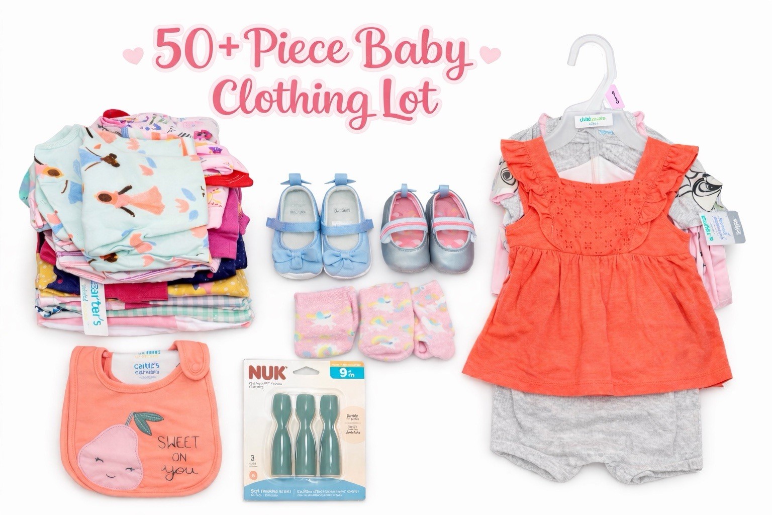 NWOT/NWT~50+ Mixed Baby Girl Clothing Lot Disney Wonder Nation COM, Size NB-12M