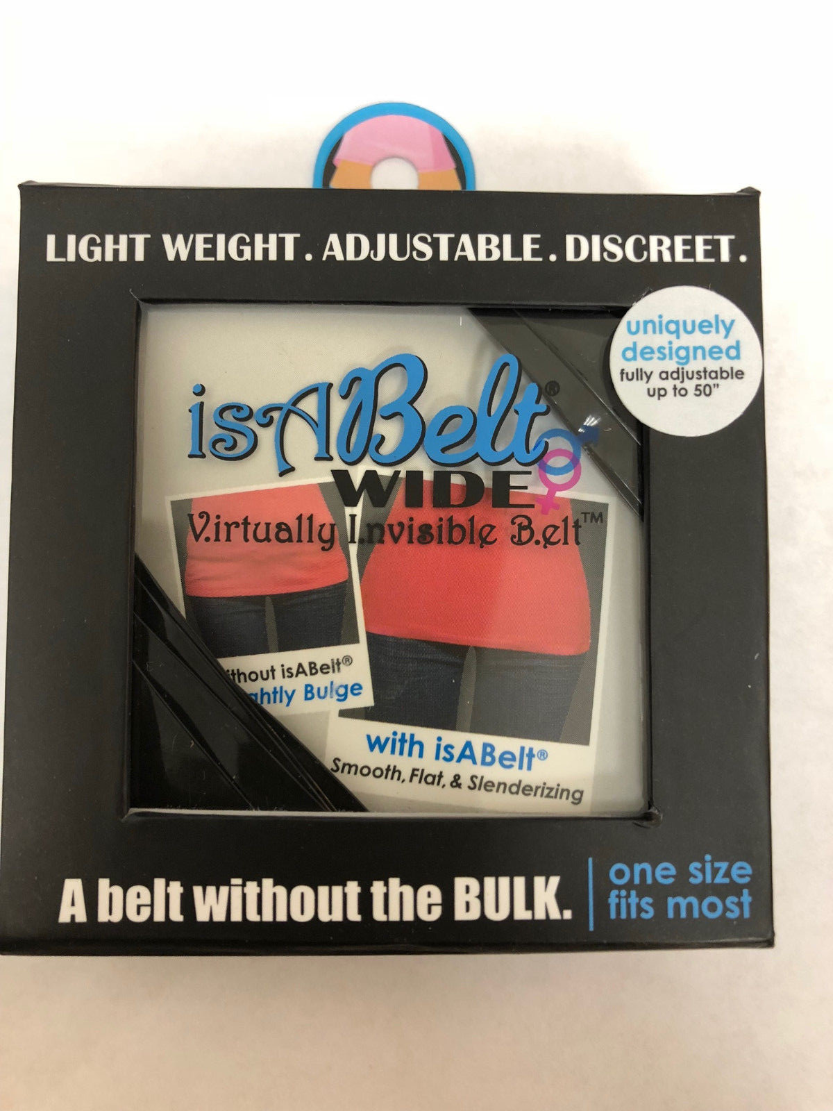 Isabelt Wide Virtually Invisible Belt, One Size, BLACK Color, Brand New, Sealed