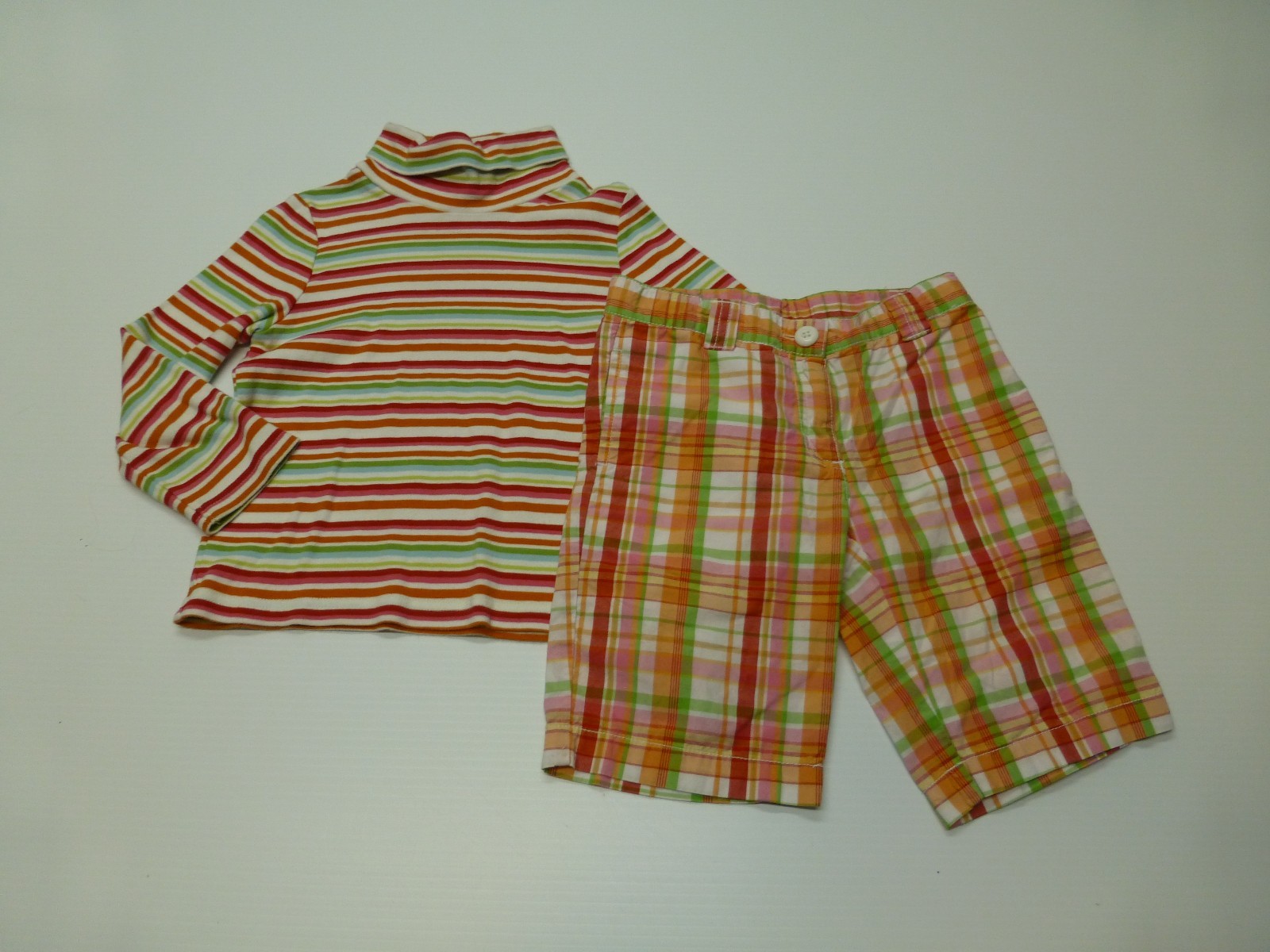 Gymboree Shorts Girls Size 5 Striped Shirt & Size 6 Plaid Shorts Great Condition