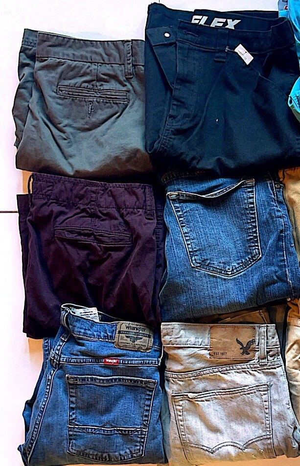 12Pc Wholesale Men’s Lot/New/Used Jeans-Shorts-Pants, AE & More Sz 34-36W – 32L