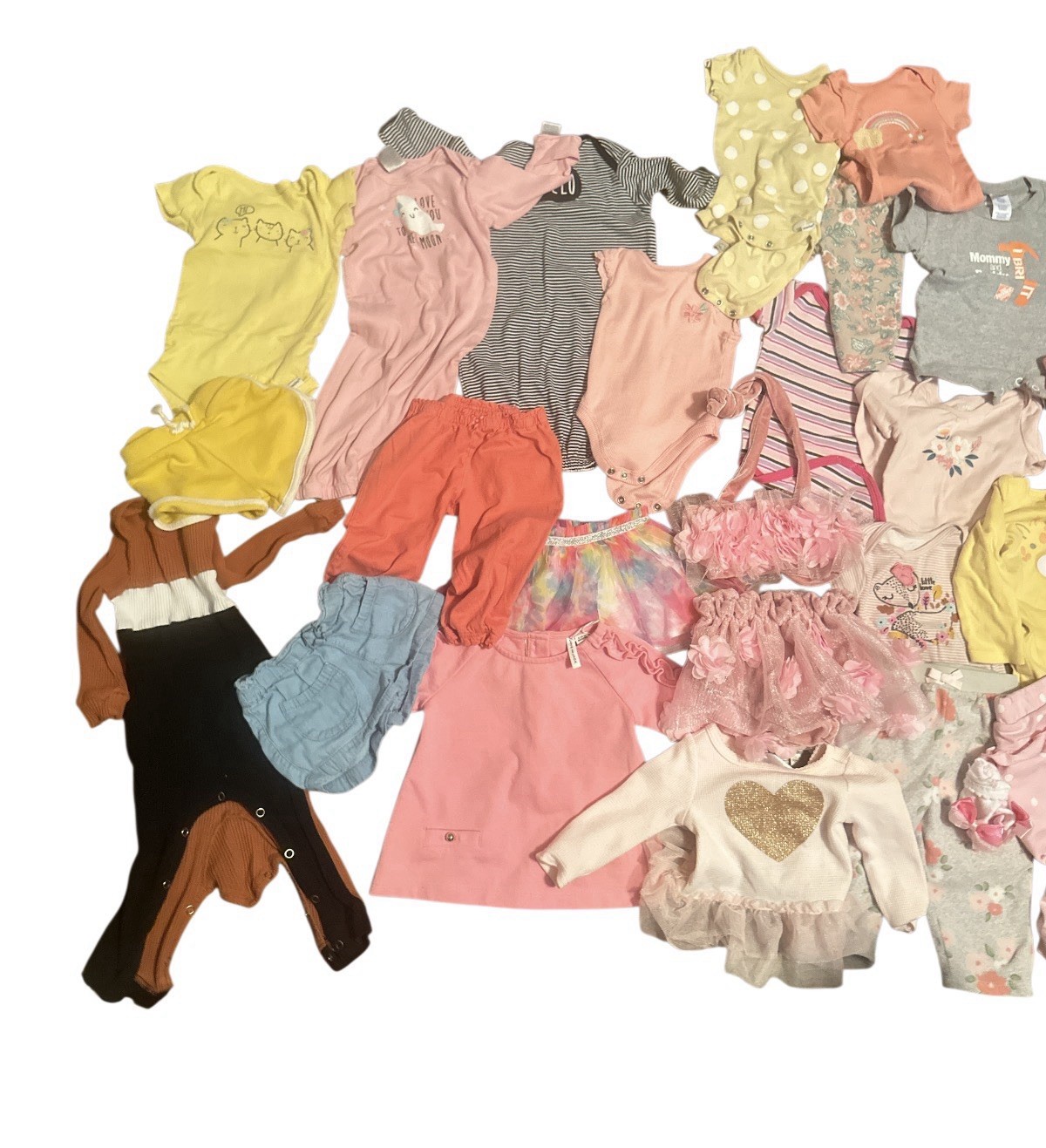 Lot Of 26 Pieces Mixed Baby Girl Clothing Size 0-6, 3-6, 6-9 Months Mixed Brands