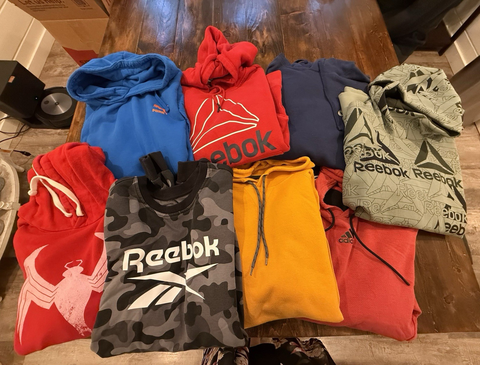 Lot of 8 Reebok Adidas Nike Puma etc. Men’s XL sweatshirts