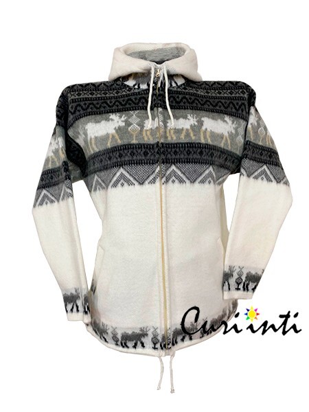 WHOLESALE LOT OF 5 ALPACA MOOSE DESIGN JACKETS WITH HOOD – SIZE: S 8V