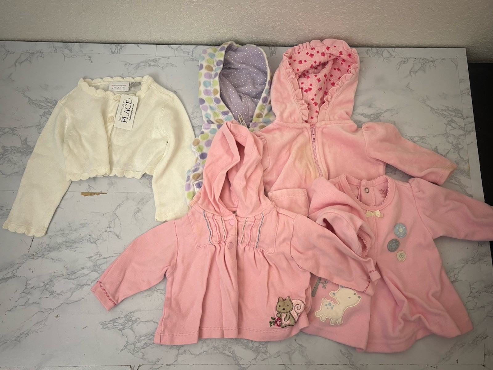 Baby Girl Infant 0-3 Months 6-9 Months Lot Of 5 Outerwear Light Jackets Coats I2