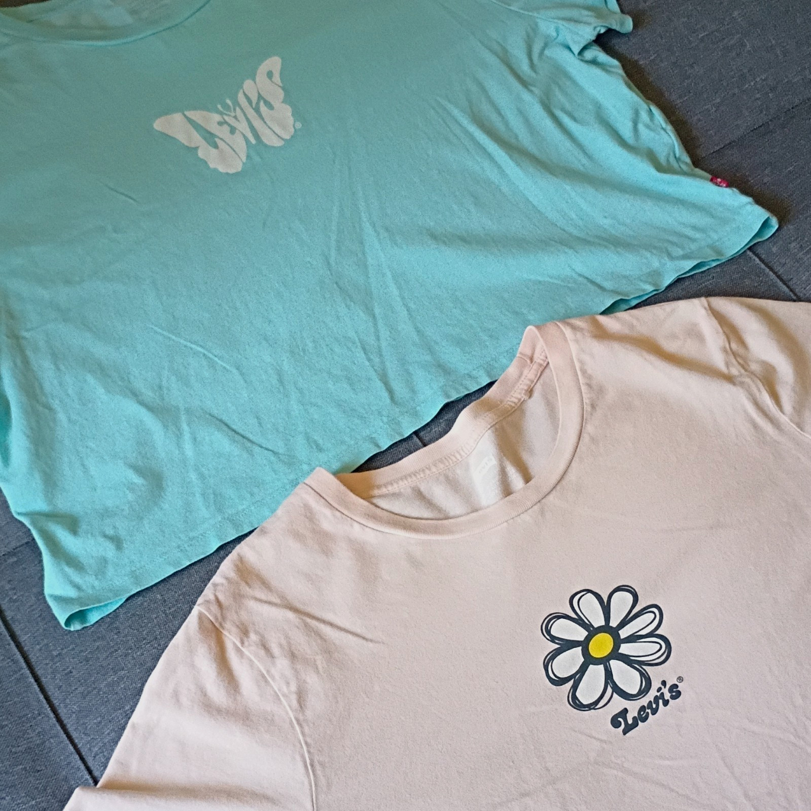 Levi&rsquo;s Baby Girl 2-Pack Graphic Crop T-Shirts L/XL 100% Cotton Butterfly Flower