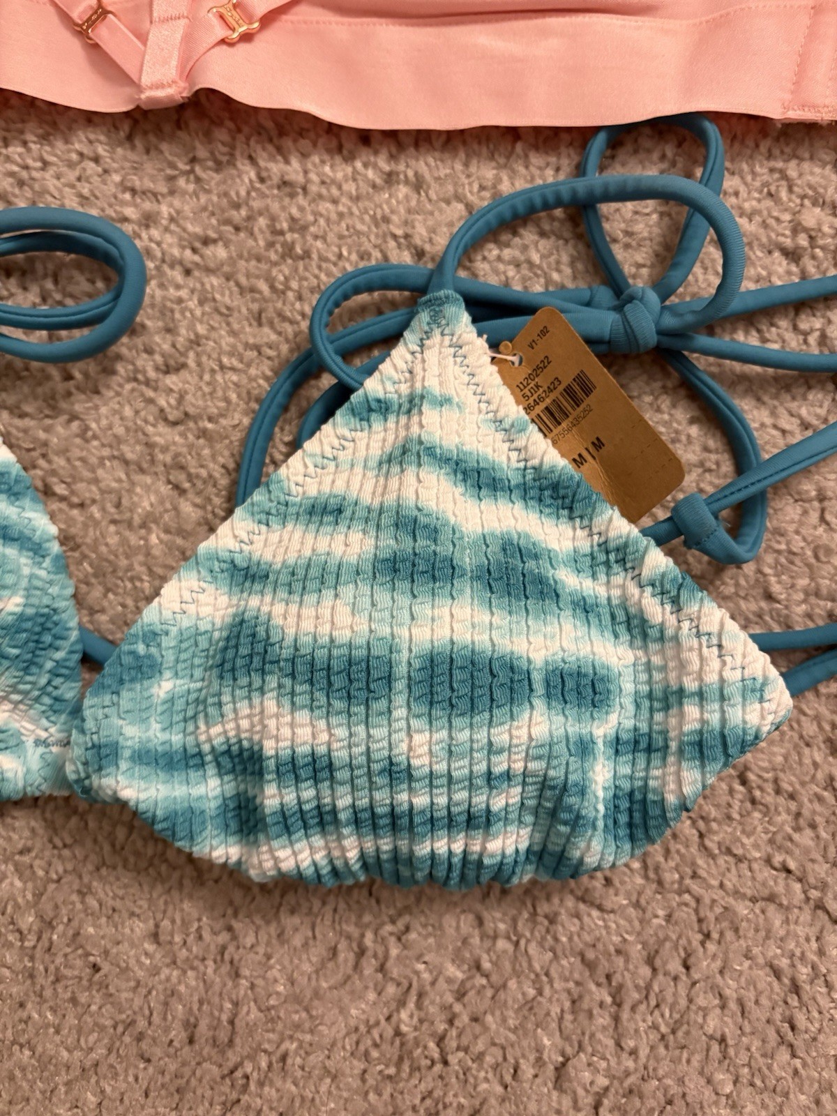 Honey Birdette Pink Lace Bra & PINK Tie-Dye Crinkle Bikini Top (Set of 2)