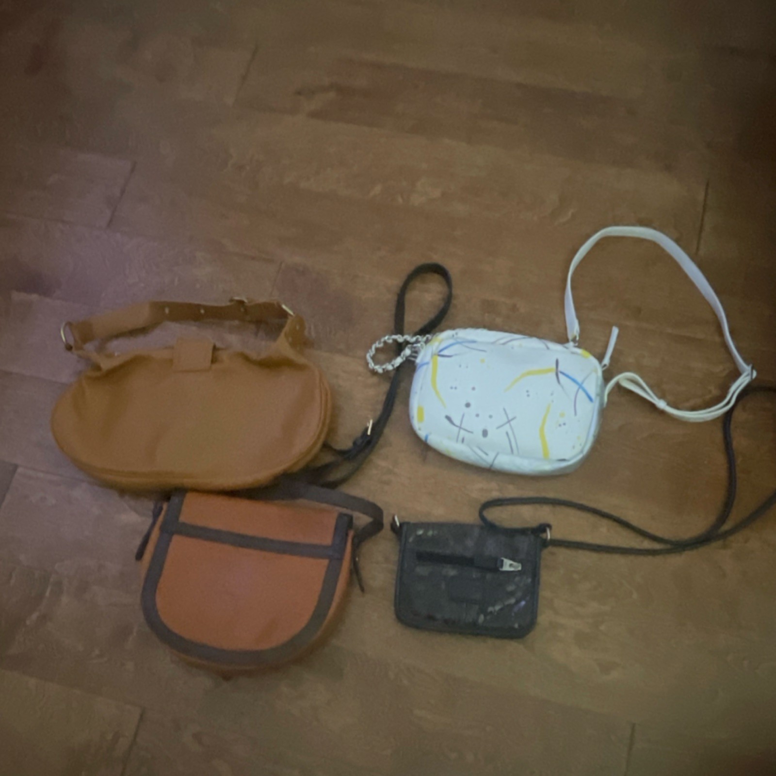 Lot of 4 Faux Leather Crossbody Bags/Purses Brown White Black Unisex Baby