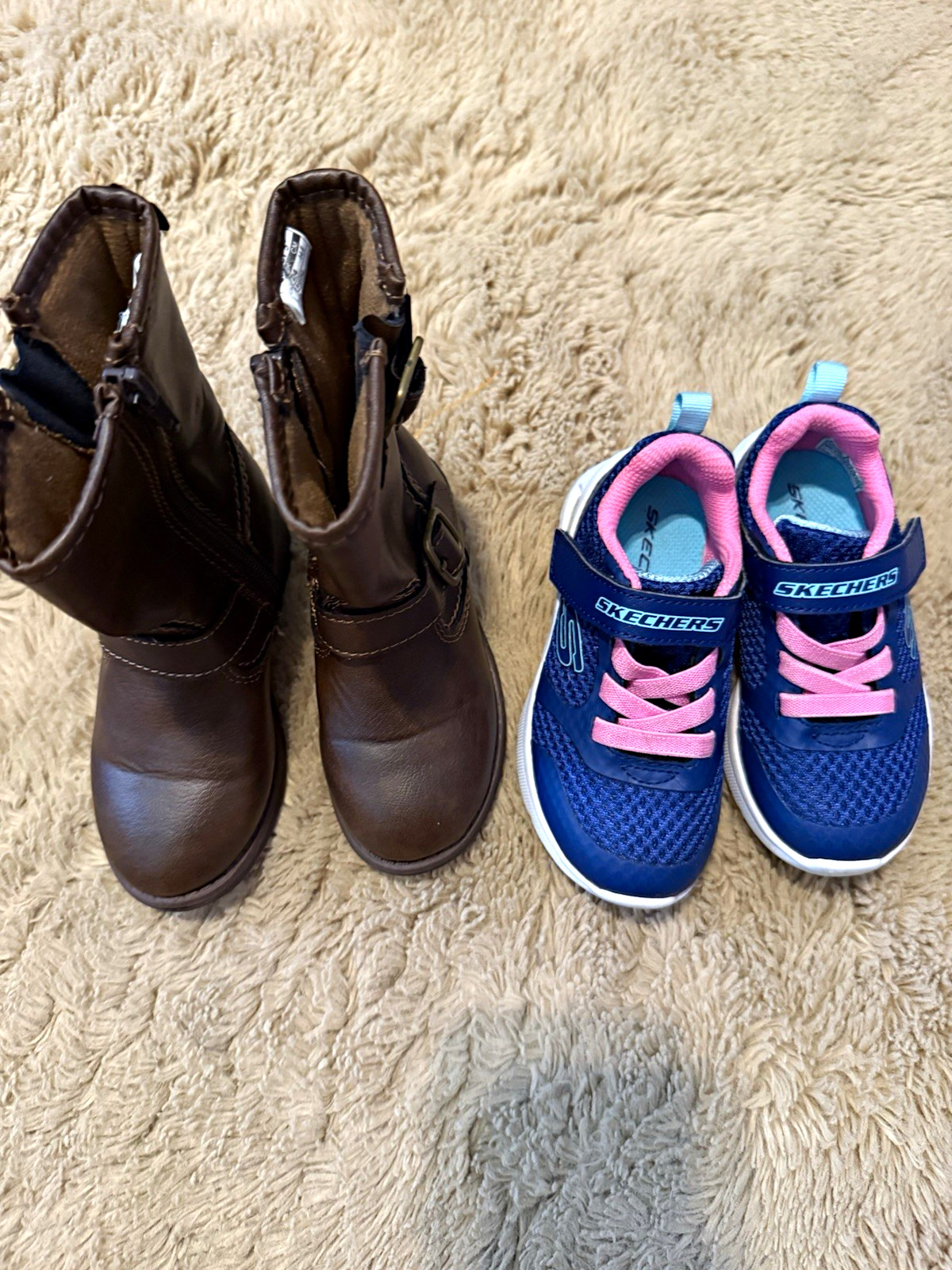 Lot shoes 8T US Skechers Carter&rsquo;s Baby Girl Blue/Pink Sneakers Brown Boots