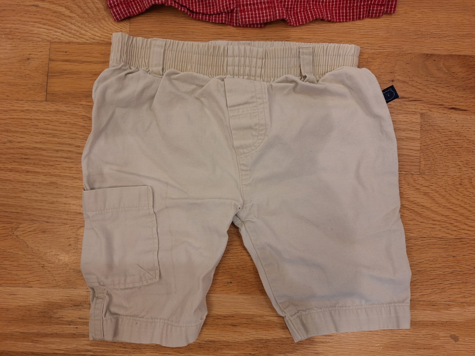 Baby Boys 2pc lot 0/3m long sleeve button Plaid Collared Dress Shirt Beige Pants
