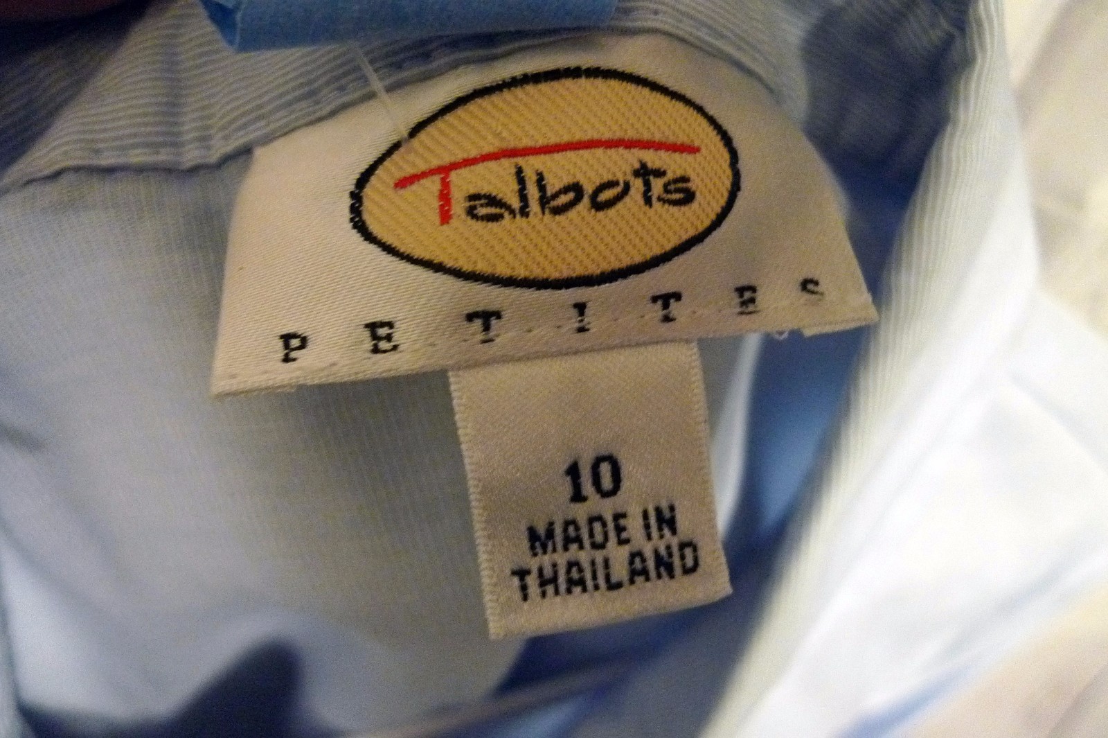 Talbots Petites Womens Size 10 Blue Dress Shirt 6P Black Stretch Pants Outfit