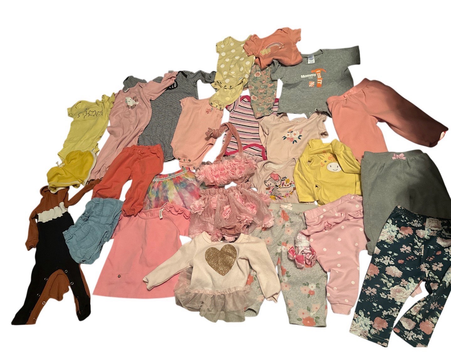 Lot Of 26 Pieces Mixed Baby Girl Clothing Size 0-6, 3-6, 6-9 Months Mixed Brands