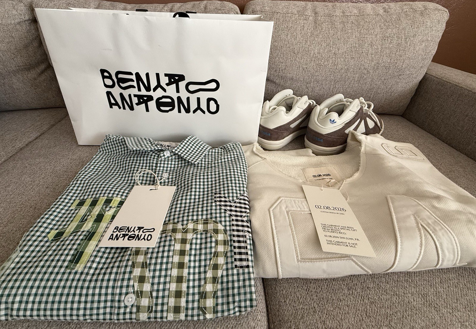Benito Antonio Gingham Shirt, Zara “OCASIO 64” Top, adidas Bad Bunny Shoes 10