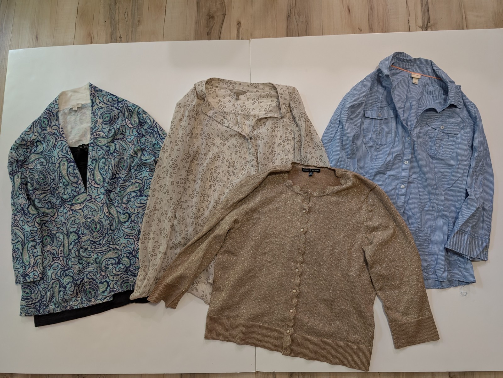 5 Piece Work Office Blouses Shirts Cardigans Large Women Banana Republic Talbots