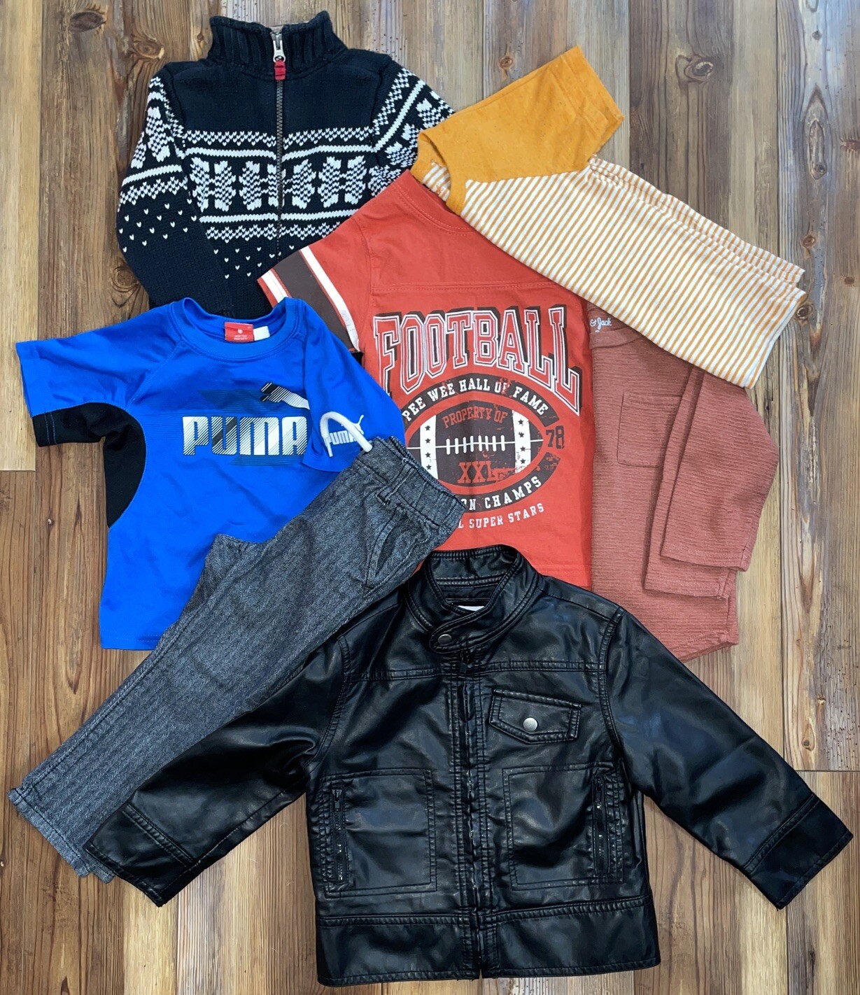 Lot Of Toddler Boys 2T Clothes Faux Leather Jacket Old Navy Pants Puma Shirt