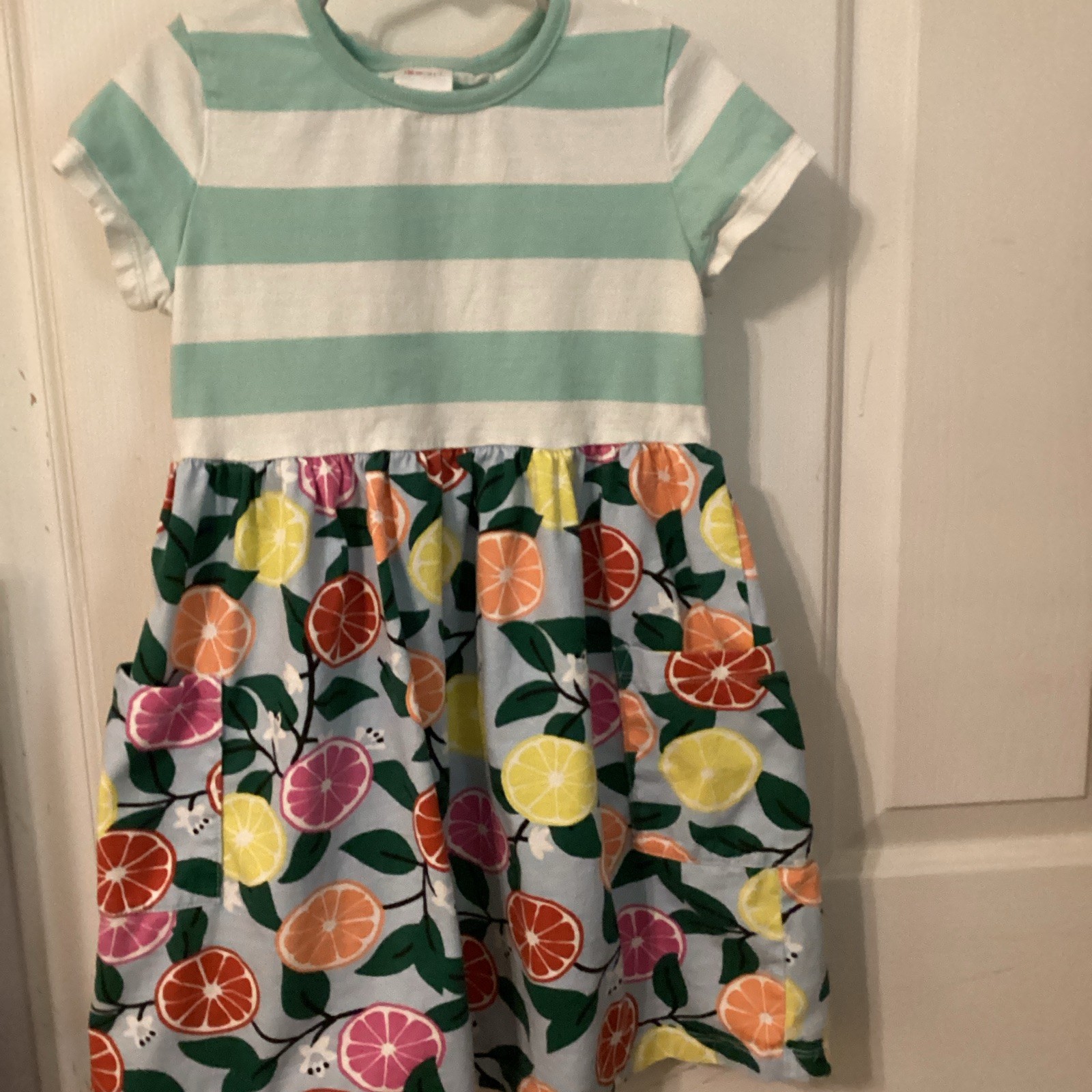 Hanna Andersson Girls Dress Lot of 3 US 6-7 Cotton Striped Citrus Rainbow Space