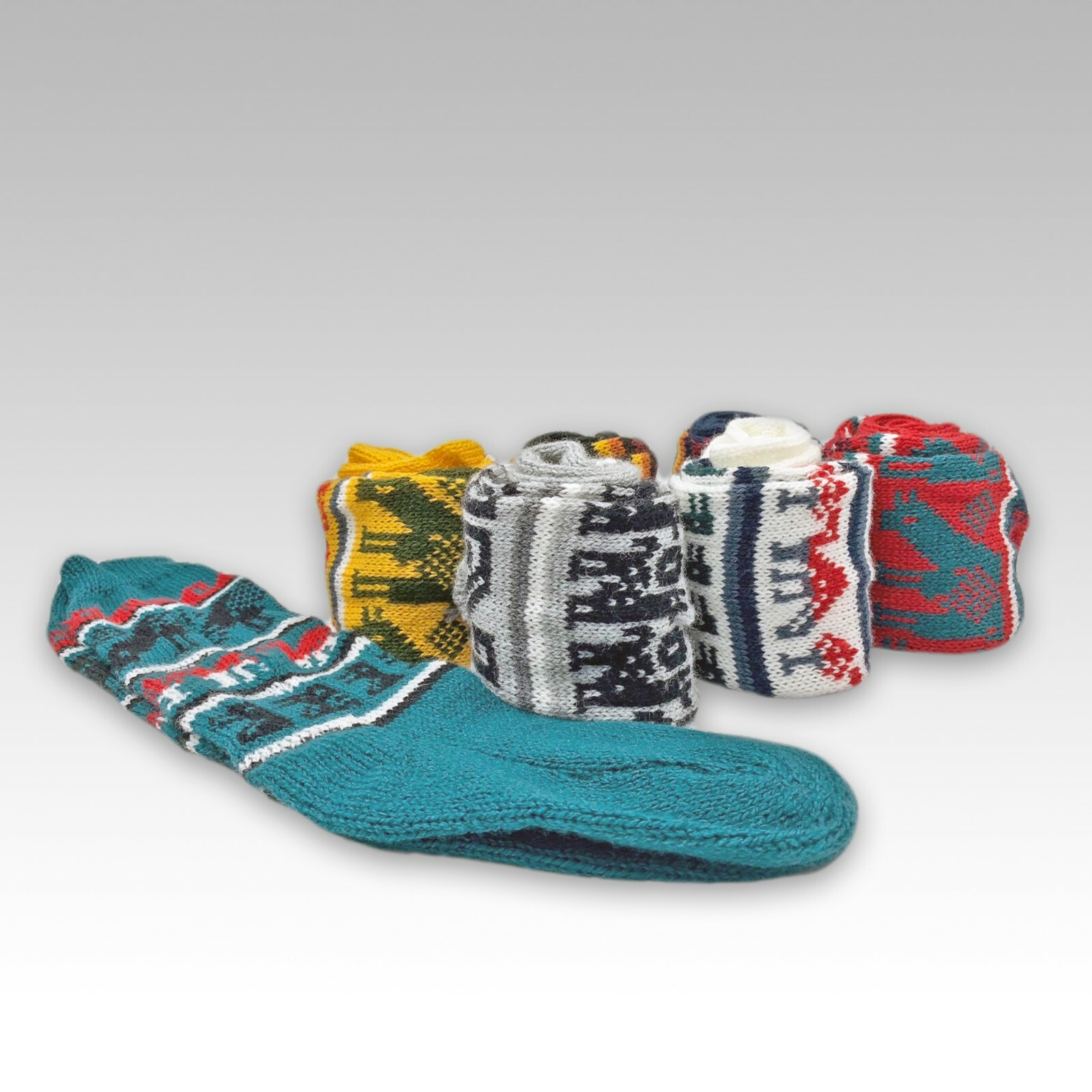 TEN PAIRS LOT OF HANDWOVEN ALPACA WOOL SOCKS UNISEX S-M SIZE