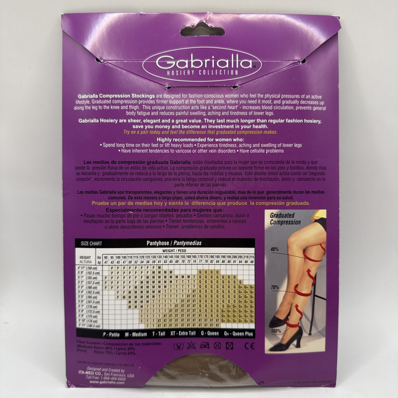 GABRIALLA Hosiery Pantyhose – 150 Compression (20-22 mmHg) Black Petite