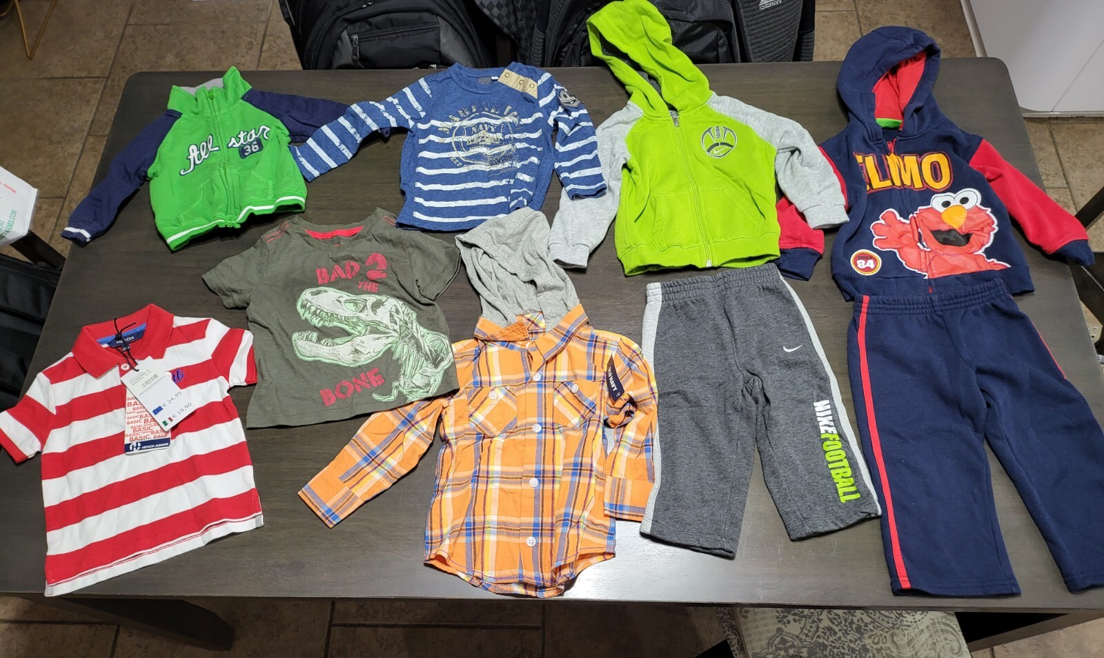 9 Piece Lot 18M New & Used Tops & Bottoms Nike Sesame Street Elmo Old Navy Etc