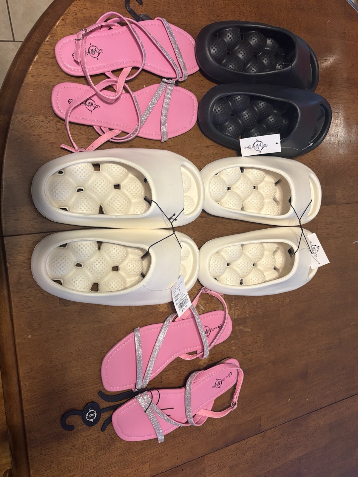 Unisex Baby Sandals and Slides Pink Black White Synthetic Lot