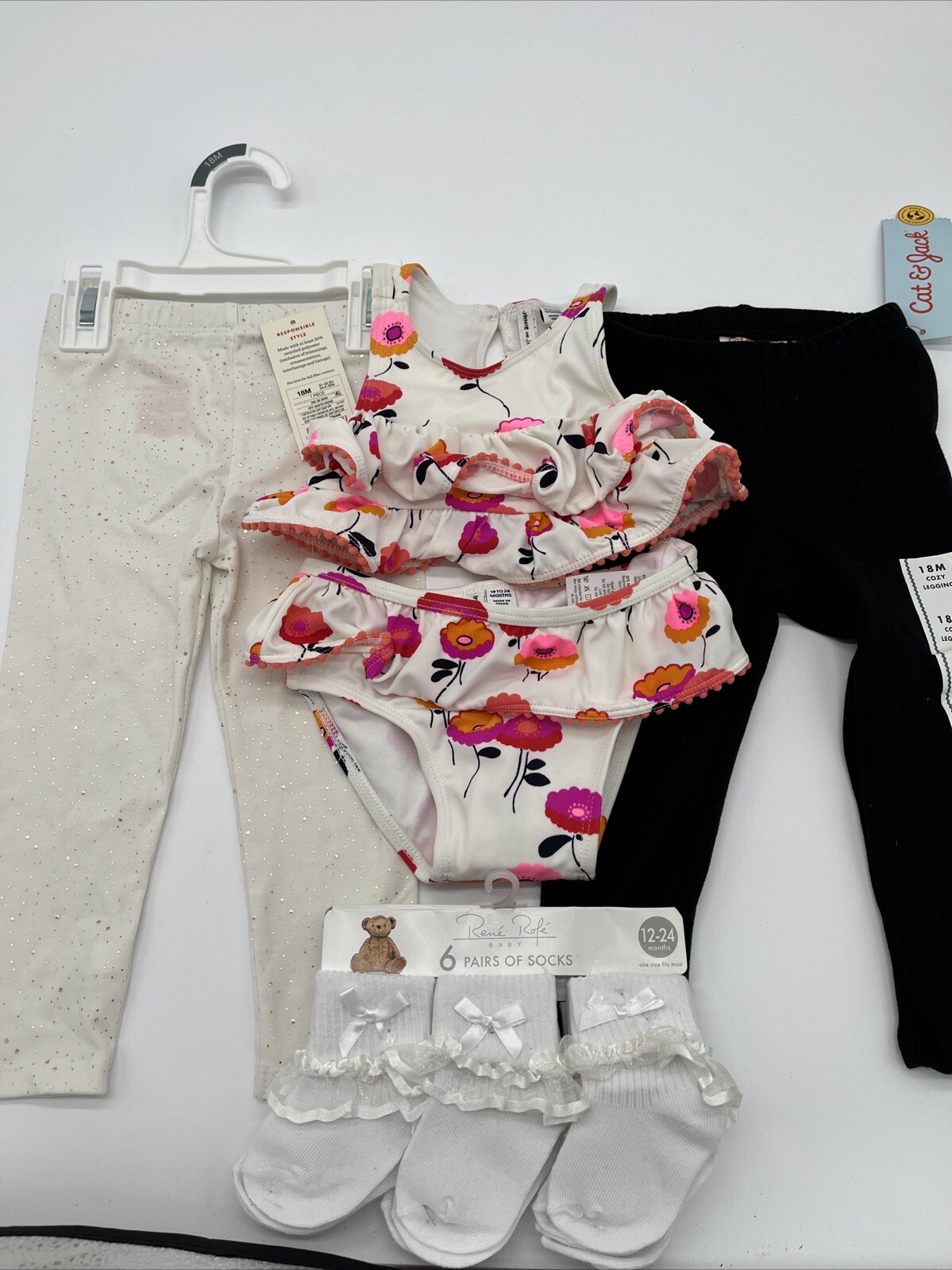 girl toddler Mixed clothes Lot 18 months Bikini Bathing Suit 2 Pairs Pants NEW!