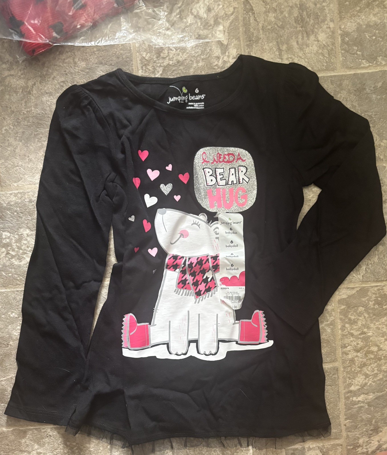 5 piece Bundle Jumping Beans Baby Girl 4 Cotton Tops + hoodie Size 6 NWT