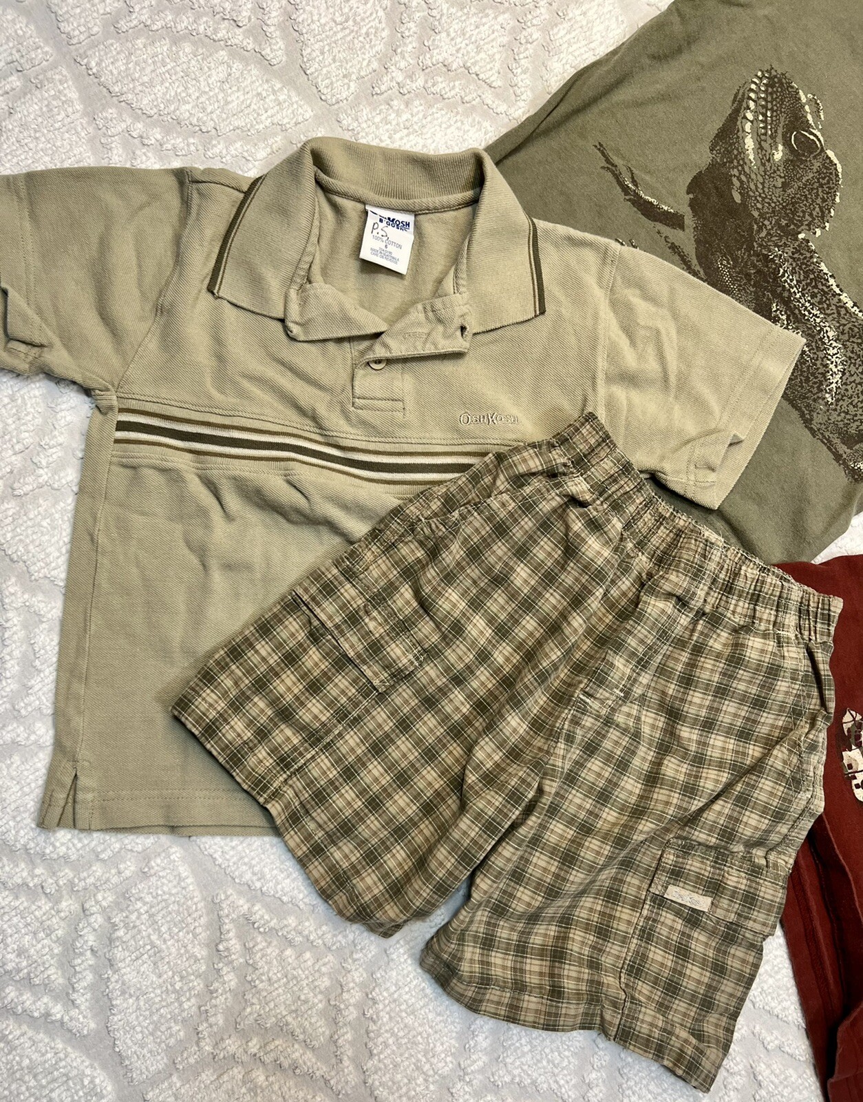 Boy Sz 5/6 OSHKOSH DISNEY Mixed Matching Khaki Outfits Overall Lot 17 Pc Vtg 90s