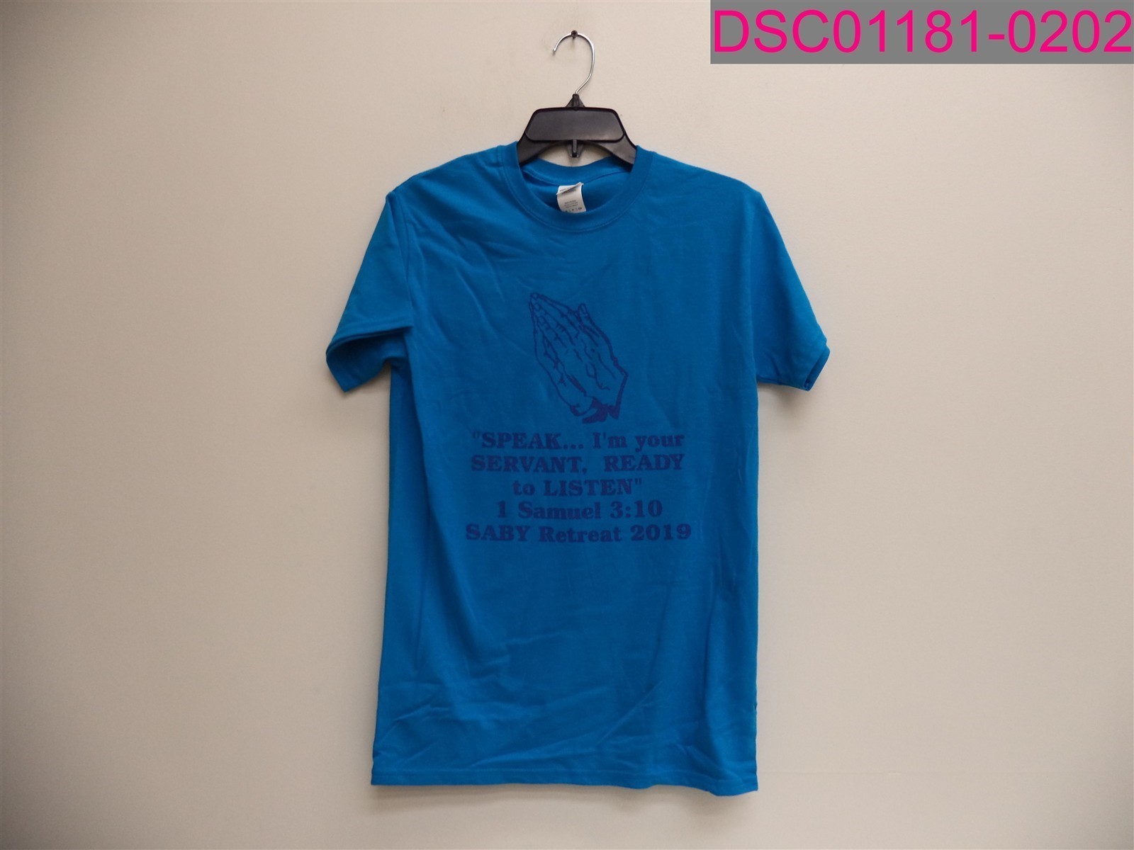 QTY=50: S-17, M-17, L-10, XL-3, 2XL-3, « Speak I&rsquo;m your servant, ready to Listen »